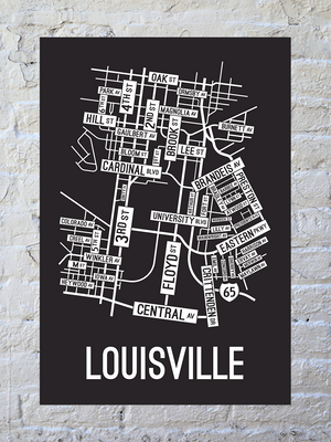 Louisville, Kentucky Street Map Screen Print
