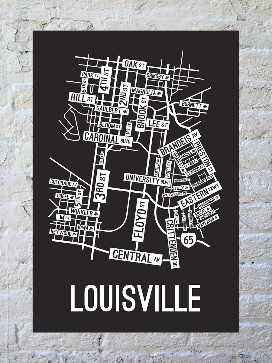 Louisville, Kentucky Street Map Print