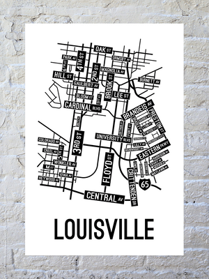 Louisville, Kentucky Street Map Poster