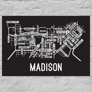 Madison, Wisconsin Street Map Canvas