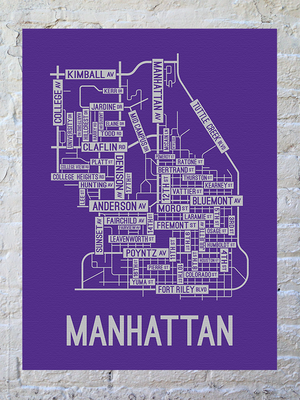 Manhattan, Kansas Street Map Canvas
