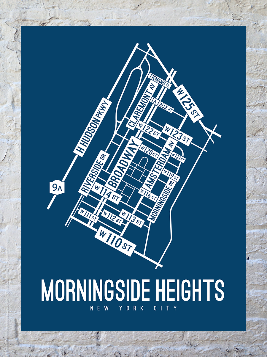 Morningside Heights, New York Street Map Poster