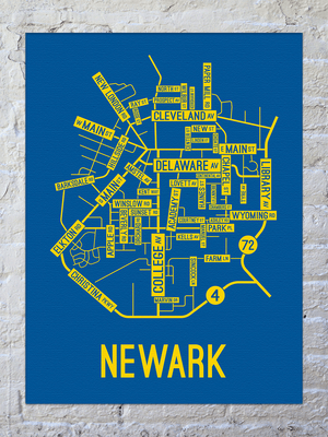 Newark, Delaware Street Map Canvas