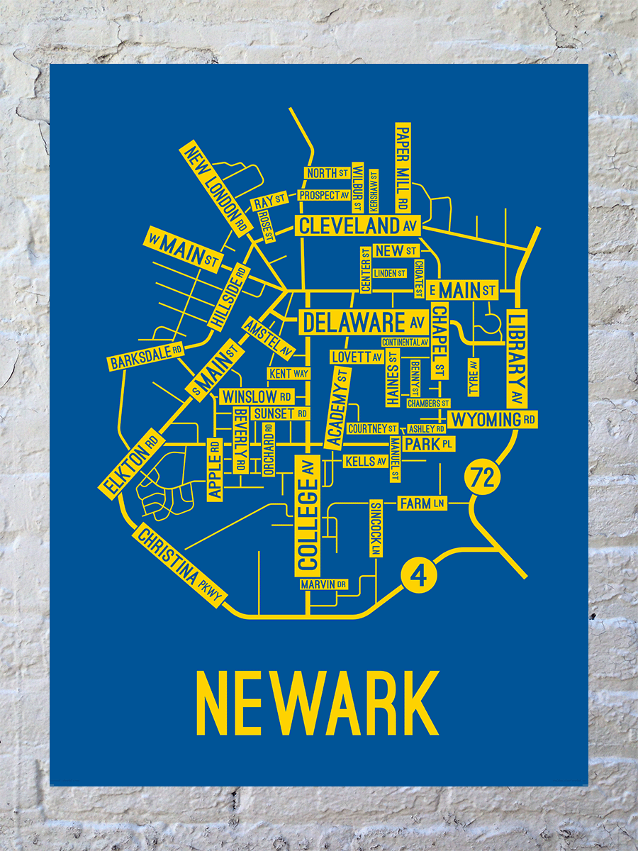 Newark, Delaware Street Map Poster