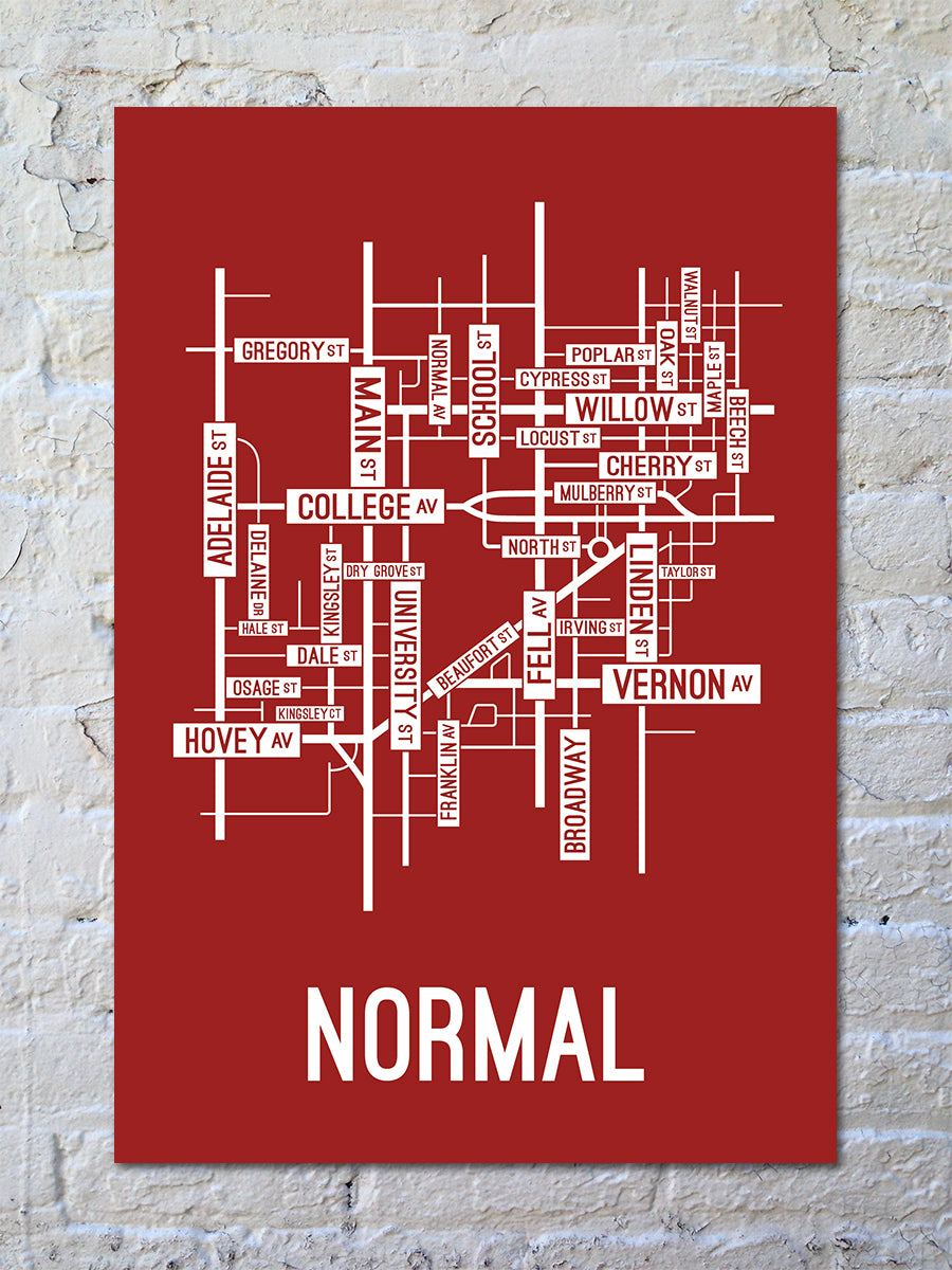 Normal, Illinois Street Map Poster