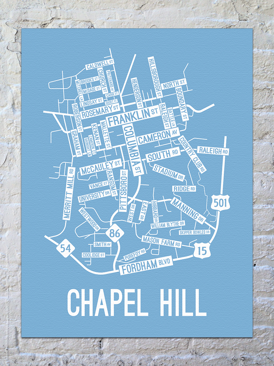 Chapel Hill, North Carolina Street Map Canvas