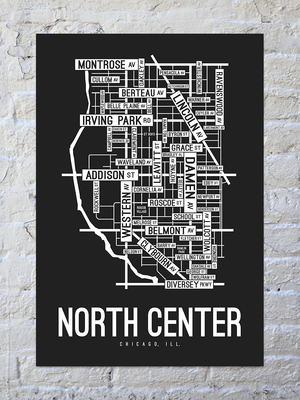 North Center, Chicago Street Map Screen Print