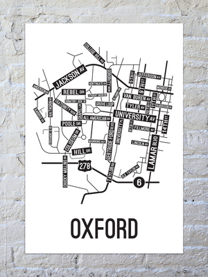 Oxford, Mississippi Street Map Poster