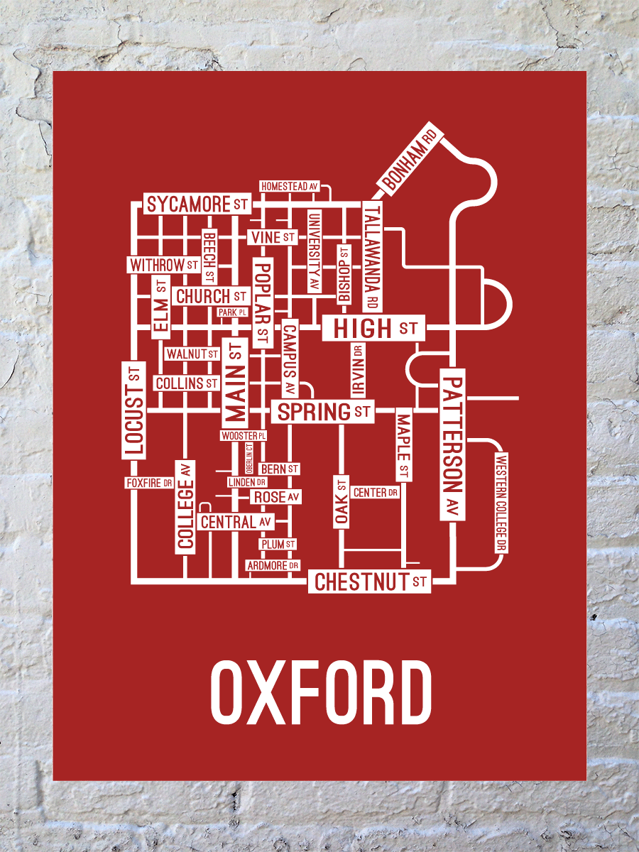 Oxford, Ohio Street Map Poster