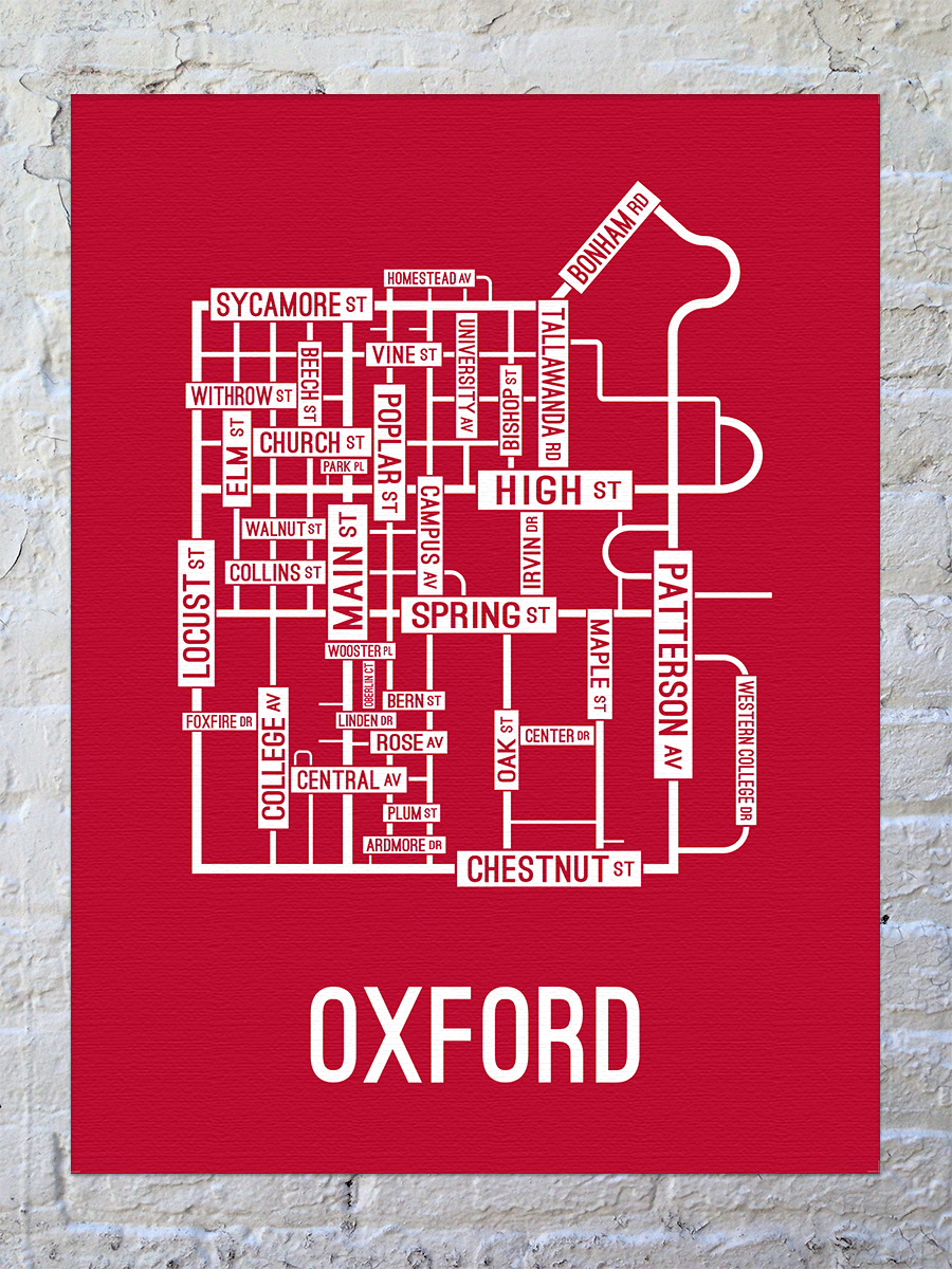 Oxford, Ohio Street Map Canvas
