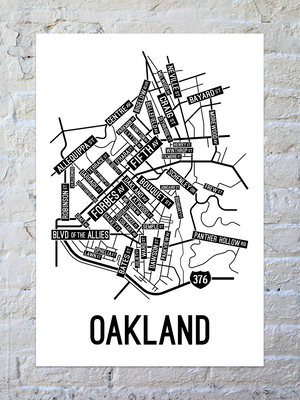 Oakland, Pittsburgh Street Map Poster