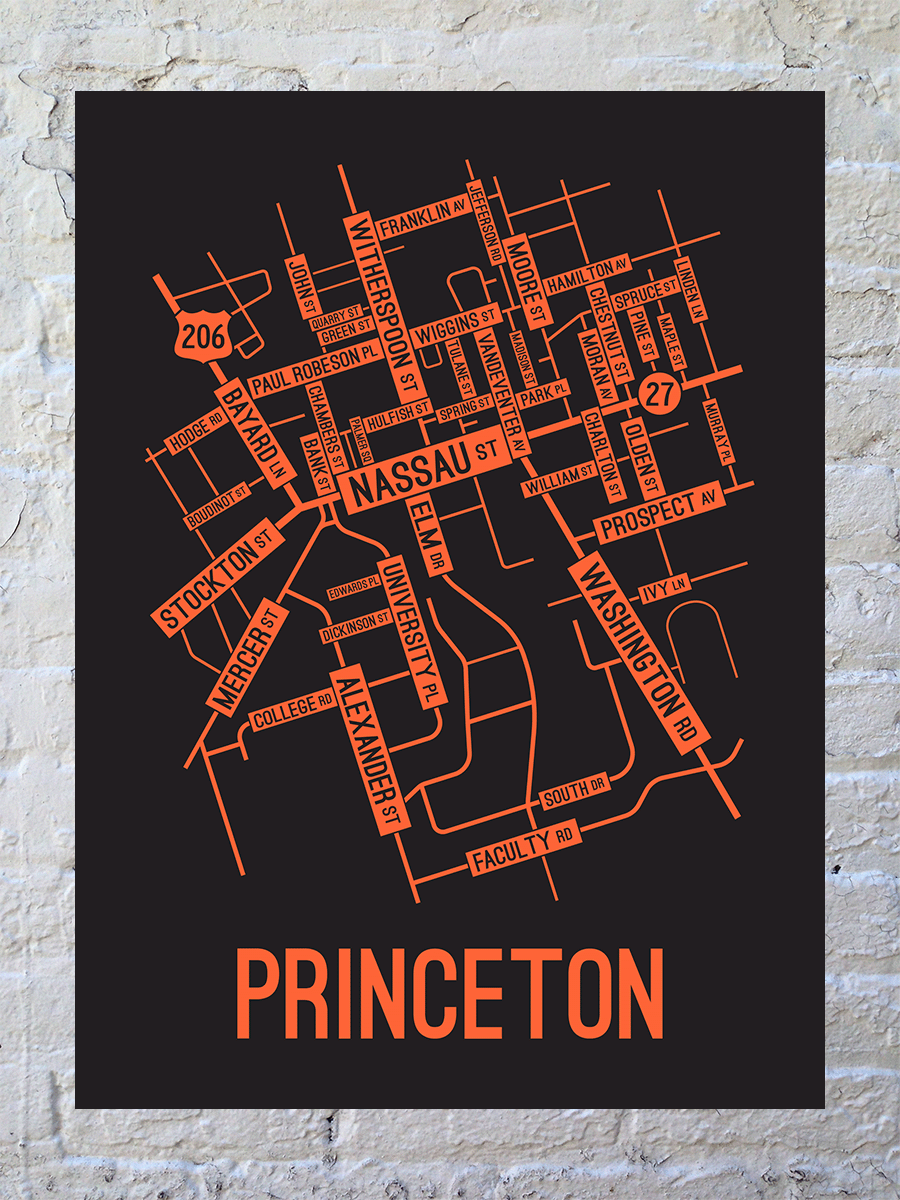 Princeton, New Jersey Street Map Poster