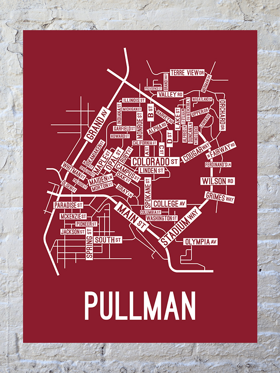 Pullman, Washington Street Map Poster