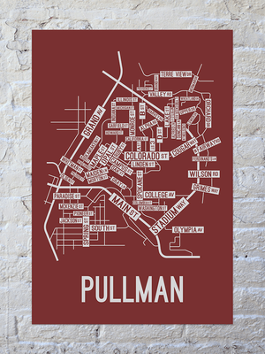 Pullman, Washington Street Map Screen Print