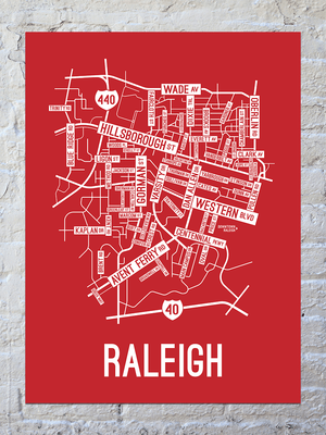 Raleigh, North Carolina Street Map Poster