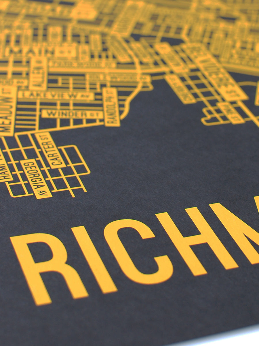 Richmond, Virginia Street Map Screen Print