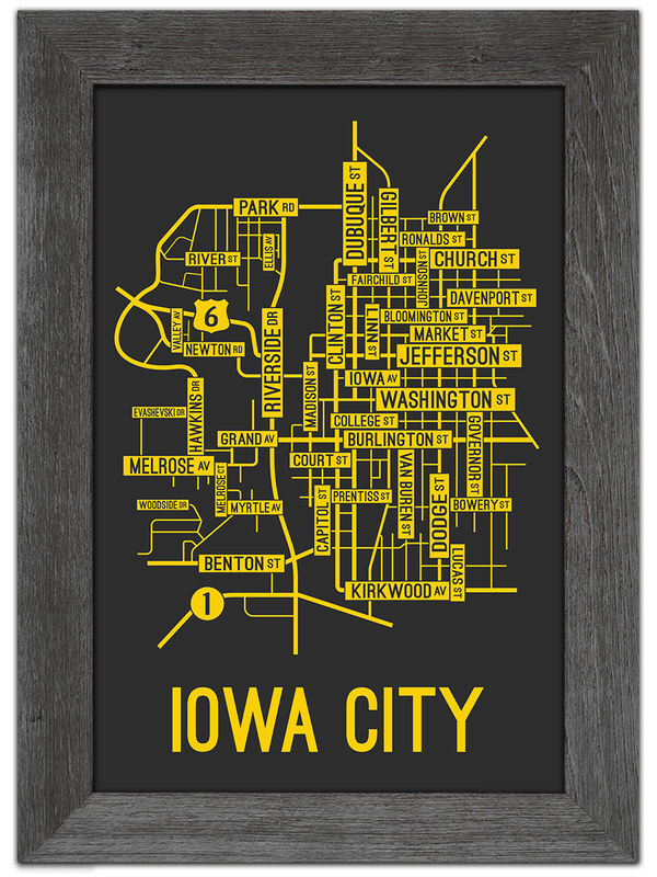 Iowa City, Iowa Street Map Screen Print - School Street Posters