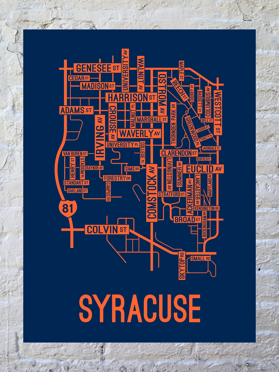 Syracuse, New York Street Map Poster