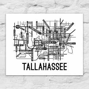 Tallahassee, Florida Street Map Canvas