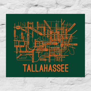 Tallahassee, Florida Street Map Poster