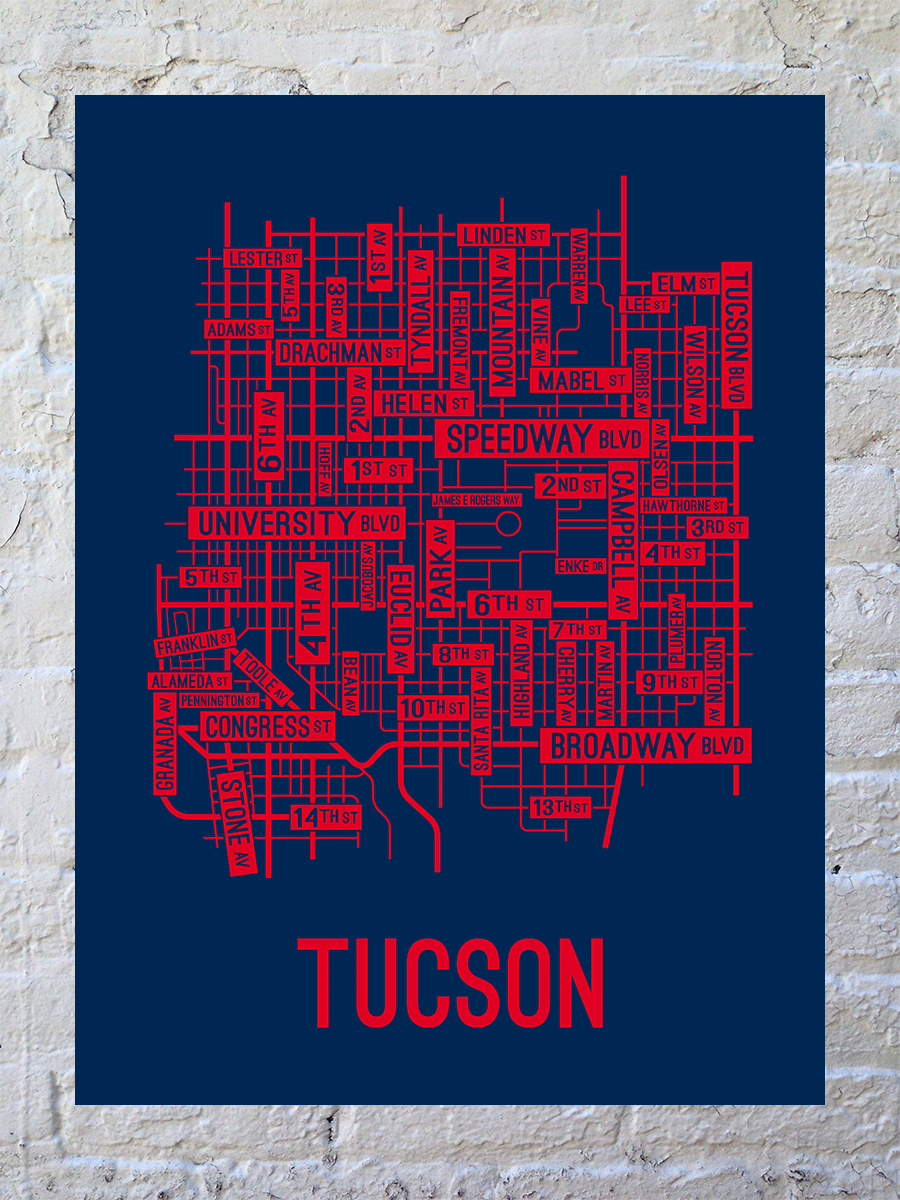 Tucson, Arizona Street Map Poster