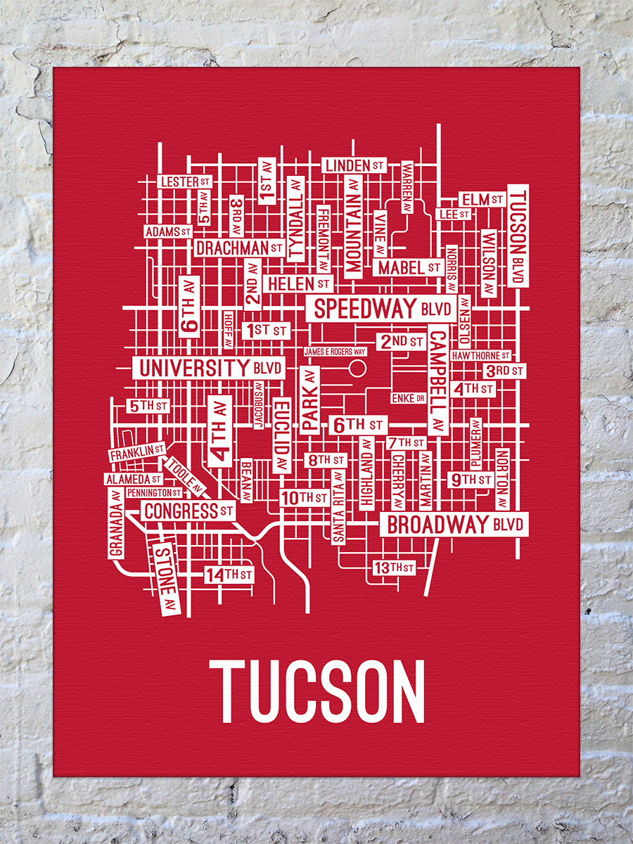 Tucson, Arizona Street Map Canvas