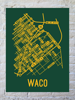 Waco, Texas Street Map Poster