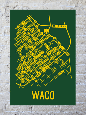 Waco, Texas Street Map Print