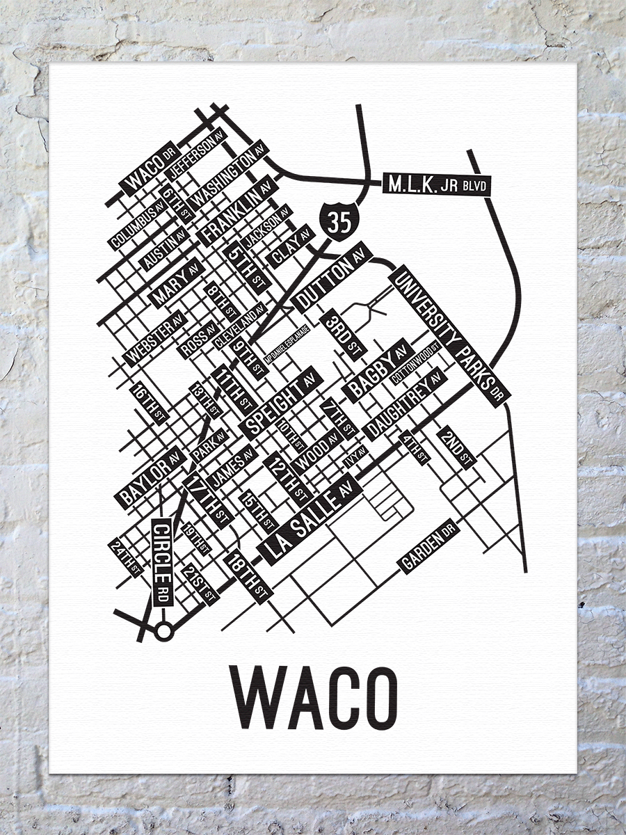 Waco, Texas Street Map Canvas