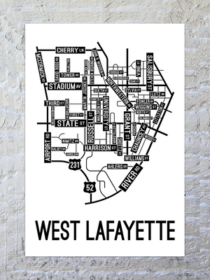West Lafayette, Indiana Street Map Poster