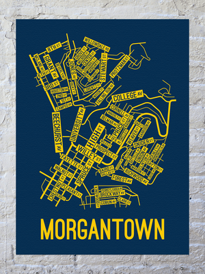 Morgantown, West Virginia Street Map Canvas