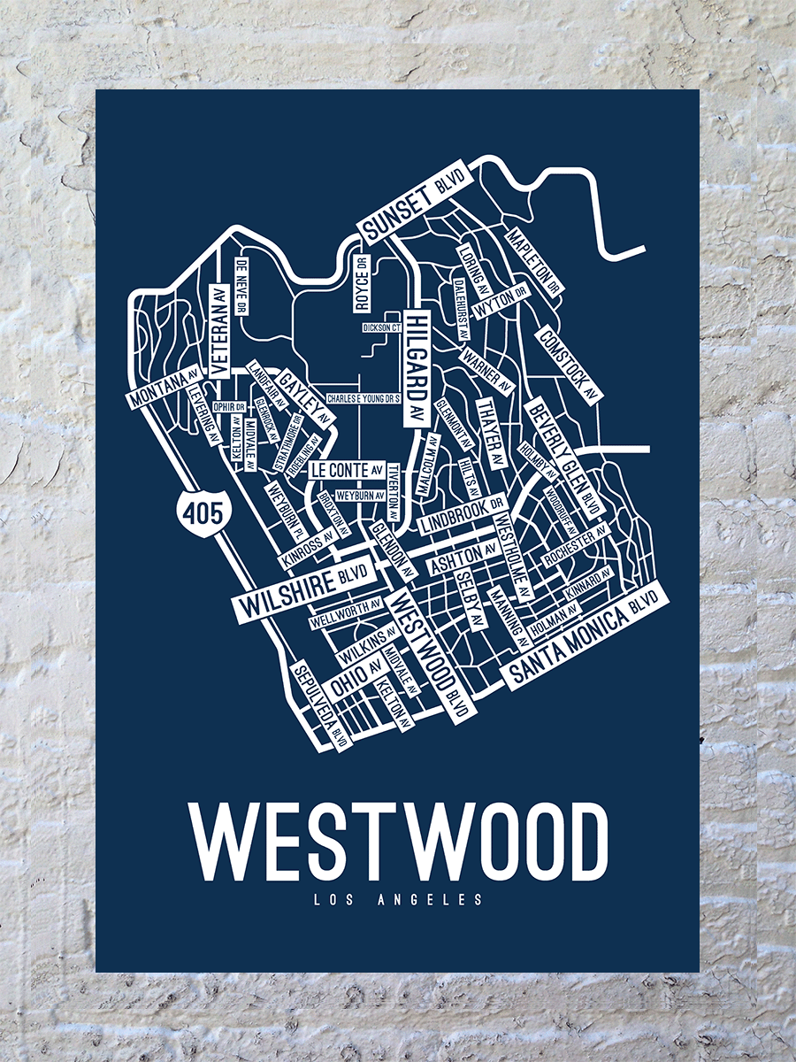 Westwood, Los Angeles Street Map Poster