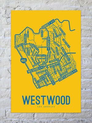 Westwood, Los Angeles Street Map Screen Print