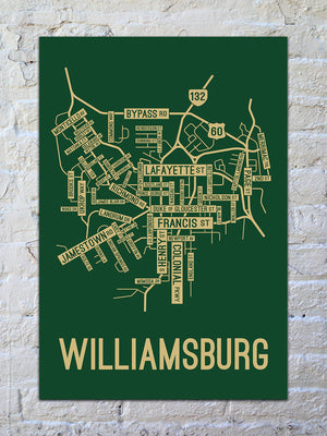 Williamsburg, Virginia Street Map Screen Print
