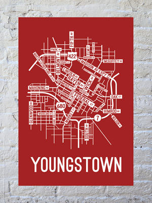 Youngstown, Ohio Street Map Print