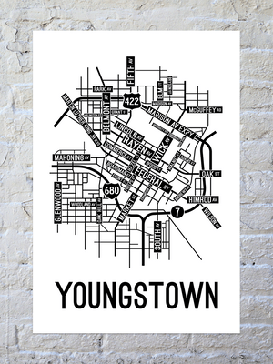 Youngstown, Ohio Street Map Poster